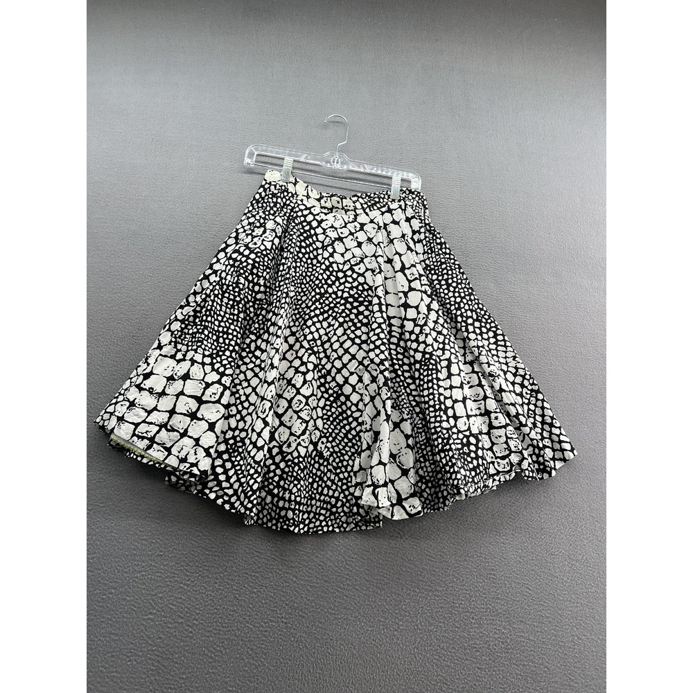 Edme & Esyllte Skirt Womens 6 Black White Abstract Print Cotton Lined Boho Midi